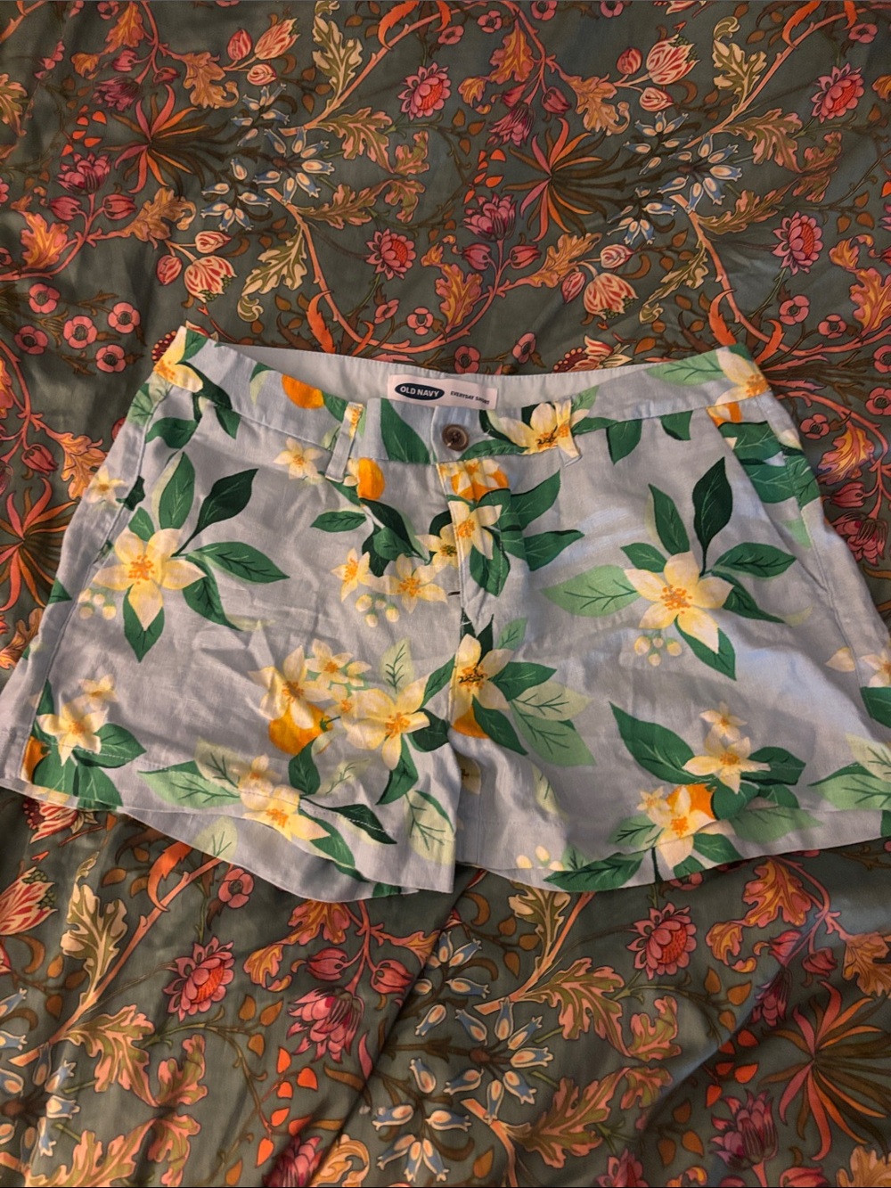 Old Navy Light Blue Tropical Floral Bermuda Shorts